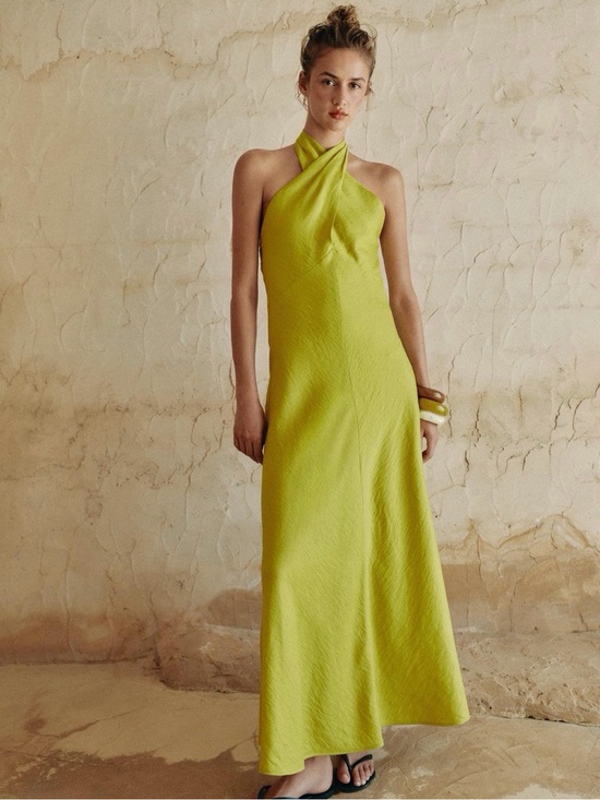 Zara Dresses & Skirts - Zara Linen Wrap Halter Maxi Dress